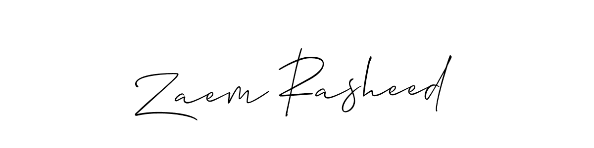 Zaem Rasheed stylish signature style. Best Handwritten Sign (Allison_Script) for my name. Handwritten Signature Collection Ideas for my name Zaem Rasheed. Zaem Rasheed signature style 2 images and pictures png
