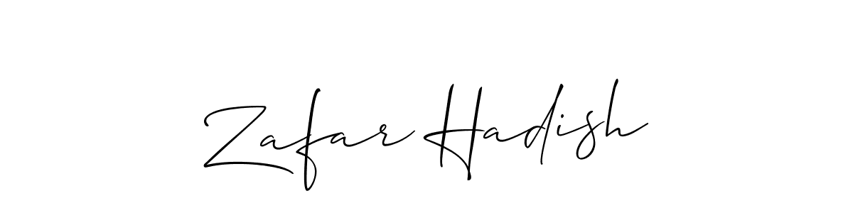 Also You can easily find your signature by using the search form. We will create Zafar Hadish name handwritten signature images for you free of cost using Allison_Script sign style. Zafar Hadish signature style 2 images and pictures png