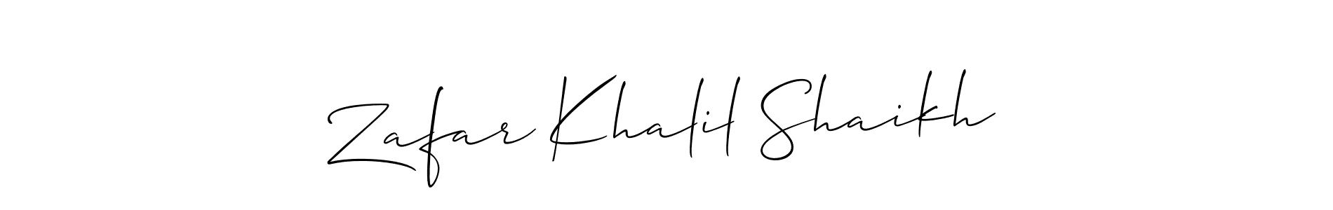 How to make Zafar Khalil Shaikh signature? Allison_Script is a professional autograph style. Create handwritten signature for Zafar Khalil Shaikh name. Zafar Khalil Shaikh signature style 2 images and pictures png