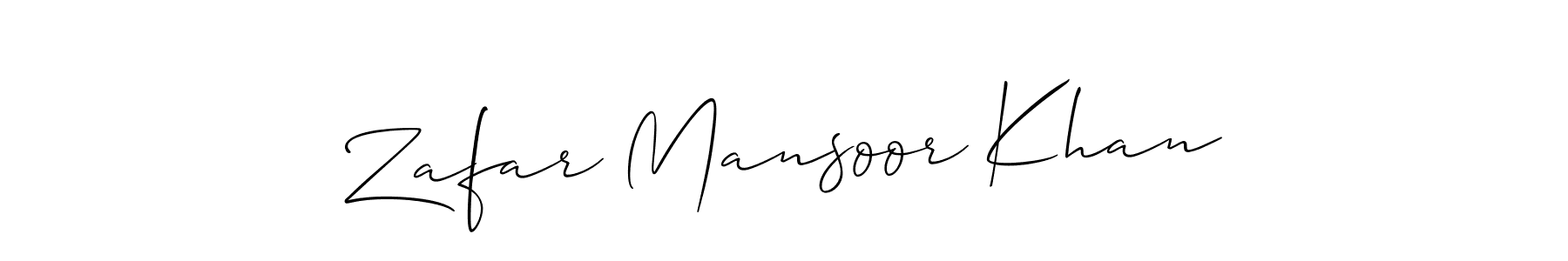 Make a short Zafar Mansoor Khan signature style. Manage your documents anywhere anytime using Allison_Script. Create and add eSignatures, submit forms, share and send files easily. Zafar Mansoor Khan signature style 2 images and pictures png