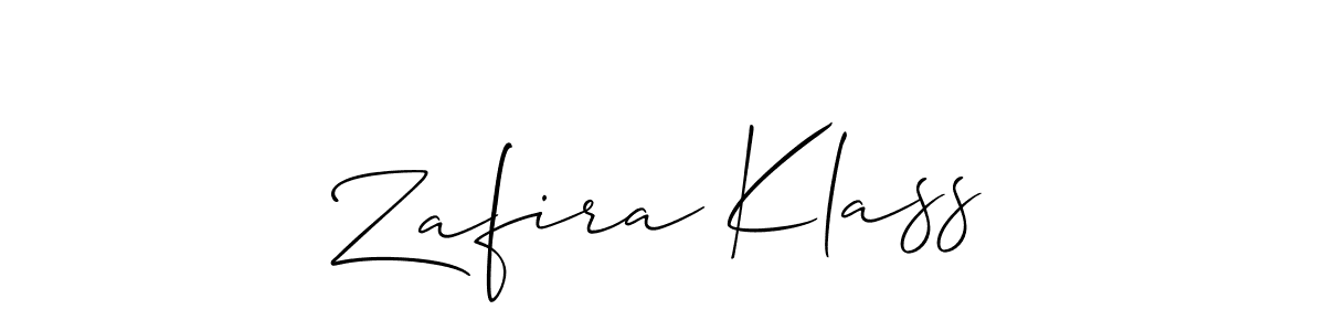 Create a beautiful signature design for name Zafira Klass. With this signature (Allison_Script) fonts, you can make a handwritten signature for free. Zafira Klass signature style 2 images and pictures png