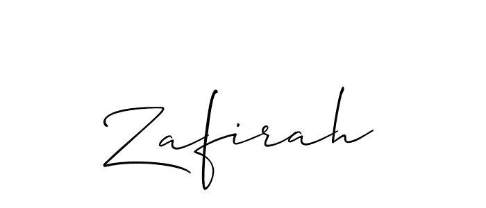 Use a signature maker to create a handwritten signature online. With this signature software, you can design (Allison_Script) your own signature for name Zafirah. Zafirah signature style 2 images and pictures png