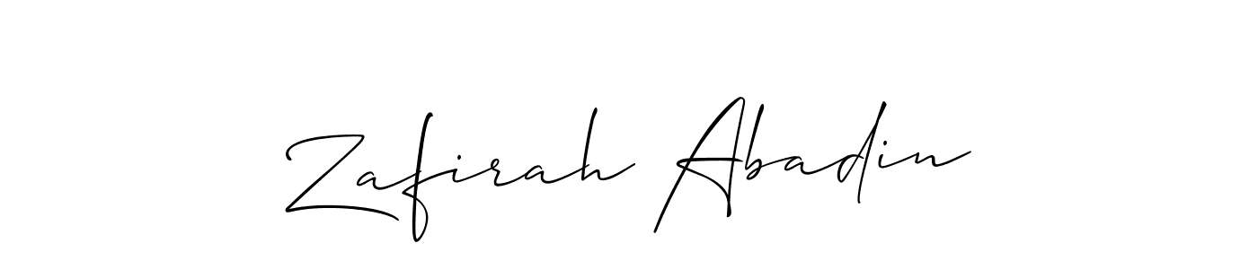 if you are searching for the best signature style for your name Zafirah Abadin. so please give up your signature search. here we have designed multiple signature styles  using Allison_Script. Zafirah Abadin signature style 2 images and pictures png