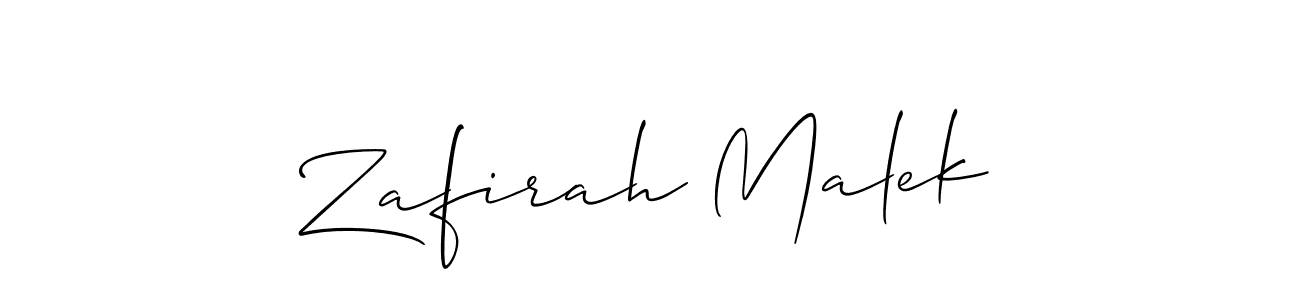 Make a beautiful signature design for name Zafirah Malek. With this signature (Allison_Script) style, you can create a handwritten signature for free. Zafirah Malek signature style 2 images and pictures png