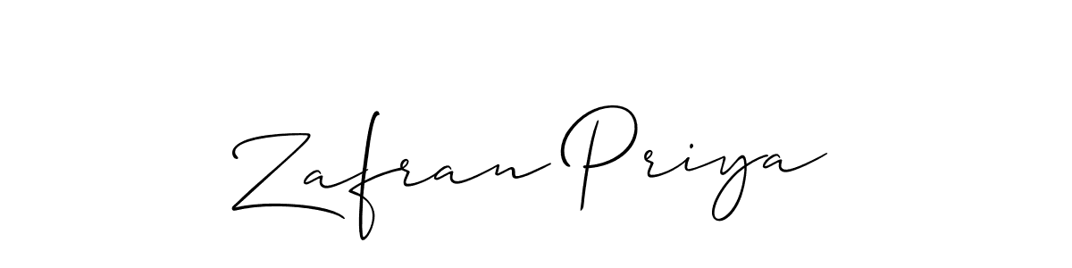 Zafran Priya stylish signature style. Best Handwritten Sign (Allison_Script) for my name. Handwritten Signature Collection Ideas for my name Zafran Priya. Zafran Priya signature style 2 images and pictures png