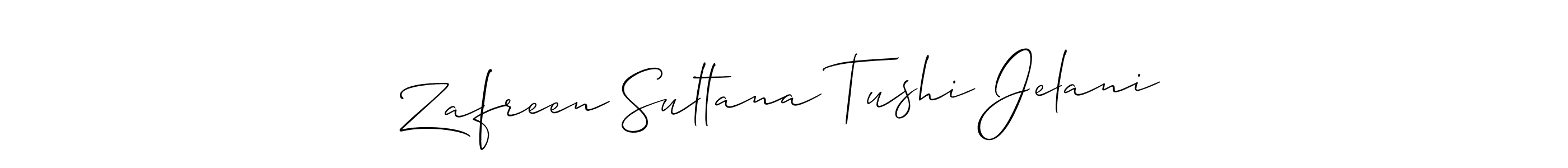 if you are searching for the best signature style for your name Zafreen Sultana Tushi Jelani. so please give up your signature search. here we have designed multiple signature styles  using Allison_Script. Zafreen Sultana Tushi Jelani signature style 2 images and pictures png