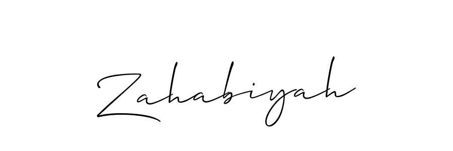 Design your own signature with our free online signature maker. With this signature software, you can create a handwritten (Allison_Script) signature for name Zahabiyah. Zahabiyah signature style 2 images and pictures png