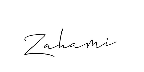 Use a signature maker to create a handwritten signature online. With this signature software, you can design (Allison_Script) your own signature for name Zahami. Zahami signature style 2 images and pictures png