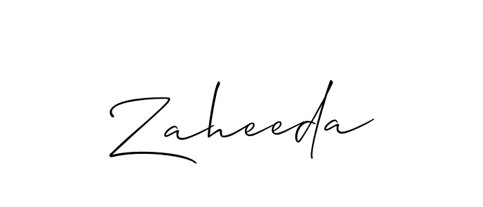 Make a beautiful signature design for name Zaheeda. With this signature (Allison_Script) style, you can create a handwritten signature for free. Zaheeda signature style 2 images and pictures png