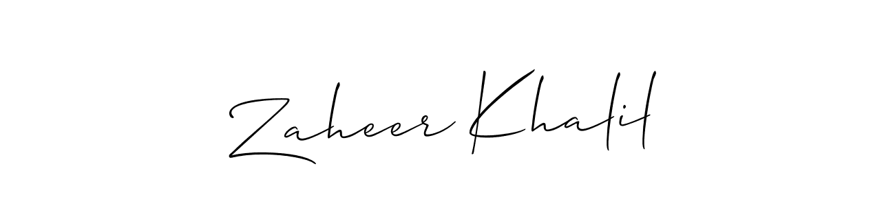 Zaheer Khalil stylish signature style. Best Handwritten Sign (Allison_Script) for my name. Handwritten Signature Collection Ideas for my name Zaheer Khalil. Zaheer Khalil signature style 2 images and pictures png