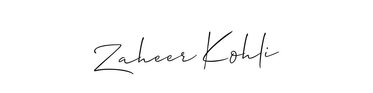 if you are searching for the best signature style for your name Zaheer Kohli. so please give up your signature search. here we have designed multiple signature styles  using Allison_Script. Zaheer Kohli signature style 2 images and pictures png