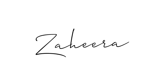 How to make Zaheera signature? Allison_Script is a professional autograph style. Create handwritten signature for Zaheera name. Zaheera signature style 2 images and pictures png