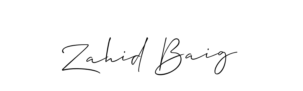 Use a signature maker to create a handwritten signature online. With this signature software, you can design (Allison_Script) your own signature for name Zahid Baig. Zahid Baig signature style 2 images and pictures png