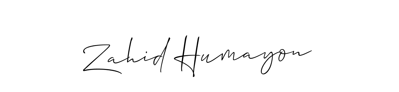 Make a beautiful signature design for name Zahid Humayon. With this signature (Allison_Script) style, you can create a handwritten signature for free. Zahid Humayon signature style 2 images and pictures png