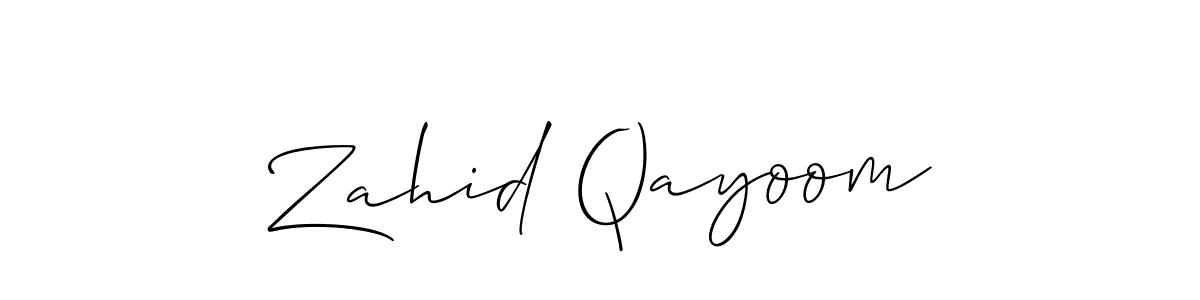 Make a beautiful signature design for name Zahid Qayoom. With this signature (Allison_Script) style, you can create a handwritten signature for free. Zahid Qayoom signature style 2 images and pictures png