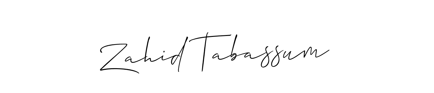 How to make Zahid Tabassum name signature. Use Allison_Script style for creating short signs online. This is the latest handwritten sign. Zahid Tabassum signature style 2 images and pictures png