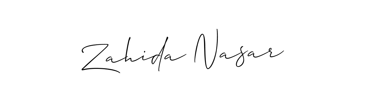 Make a short Zahida Nasar signature style. Manage your documents anywhere anytime using Allison_Script. Create and add eSignatures, submit forms, share and send files easily. Zahida Nasar signature style 2 images and pictures png