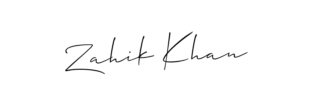 Use a signature maker to create a handwritten signature online. With this signature software, you can design (Allison_Script) your own signature for name Zahik Khan. Zahik Khan signature style 2 images and pictures png