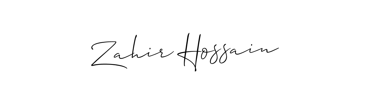 Create a beautiful signature design for name Zahir Hossain. With this signature (Allison_Script) fonts, you can make a handwritten signature for free. Zahir Hossain signature style 2 images and pictures png