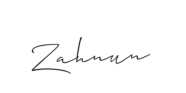 if you are searching for the best signature style for your name Zahnun. so please give up your signature search. here we have designed multiple signature styles  using Allison_Script. Zahnun signature style 2 images and pictures png