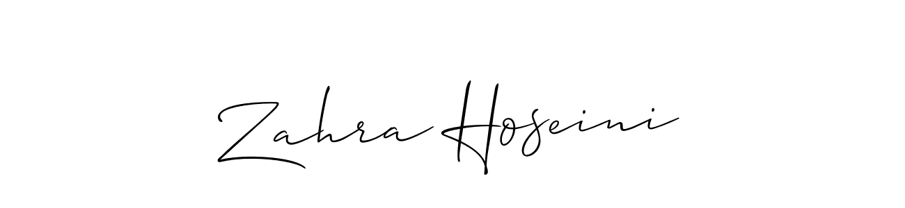 You should practise on your own different ways (Allison_Script) to write your name (Zahra Hoseini) in signature. don't let someone else do it for you. Zahra Hoseini signature style 2 images and pictures png