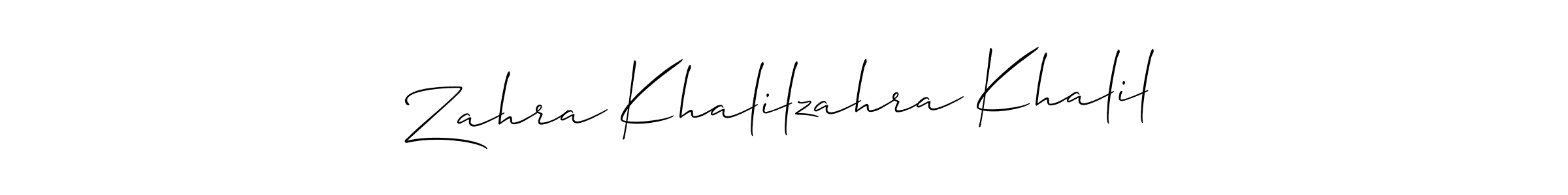 Use a signature maker to create a handwritten signature online. With this signature software, you can design (Allison_Script) your own signature for name Zahra Khalilzahra Khalil. Zahra Khalilzahra Khalil signature style 2 images and pictures png