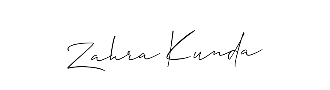 Make a beautiful signature design for name Zahra Kunda. With this signature (Allison_Script) style, you can create a handwritten signature for free. Zahra Kunda signature style 2 images and pictures png