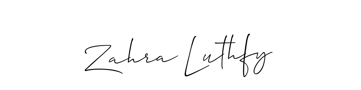 Design your own signature with our free online signature maker. With this signature software, you can create a handwritten (Allison_Script) signature for name Zahra Luthfy. Zahra Luthfy signature style 2 images and pictures png