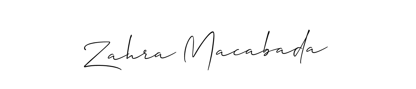 Design your own signature with our free online signature maker. With this signature software, you can create a handwritten (Allison_Script) signature for name Zahra Macabada. Zahra Macabada signature style 2 images and pictures png