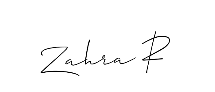 Design your own signature with our free online signature maker. With this signature software, you can create a handwritten (Allison_Script) signature for name Zahra R. Zahra R signature style 2 images and pictures png