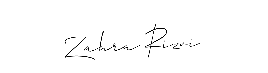 How to make Zahra Rizvi name signature. Use Allison_Script style for creating short signs online. This is the latest handwritten sign. Zahra Rizvi signature style 2 images and pictures png