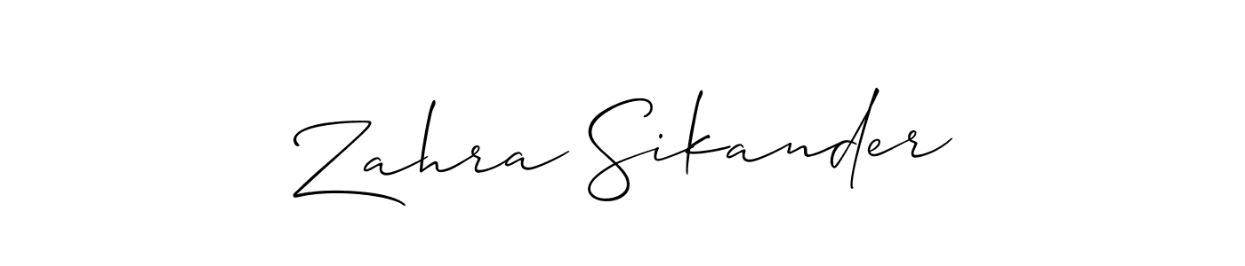 if you are searching for the best signature style for your name Zahra Sikander. so please give up your signature search. here we have designed multiple signature styles  using Allison_Script. Zahra Sikander signature style 2 images and pictures png