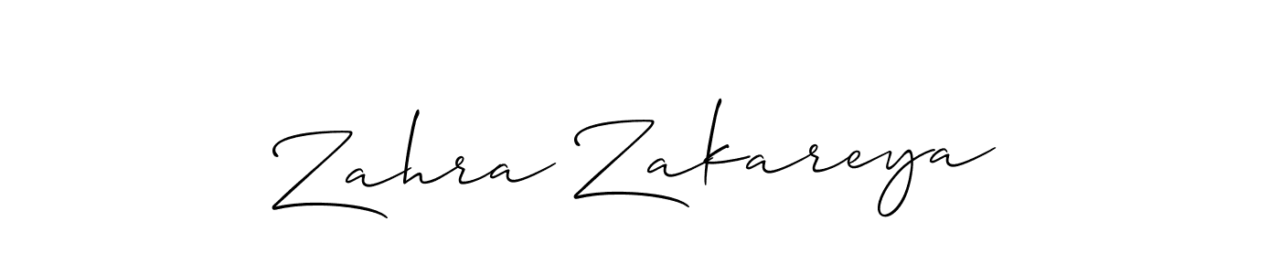 Also we have Zahra Zakareya name is the best signature style. Create professional handwritten signature collection using Allison_Script autograph style. Zahra Zakareya signature style 2 images and pictures png