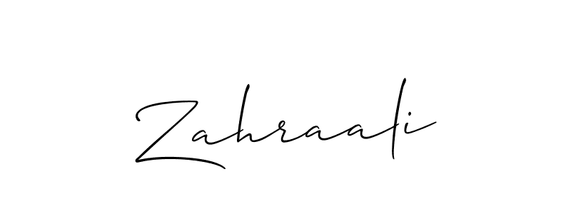 How to make Zahraali name signature. Use Allison_Script style for creating short signs online. This is the latest handwritten sign. Zahraali signature style 2 images and pictures png
