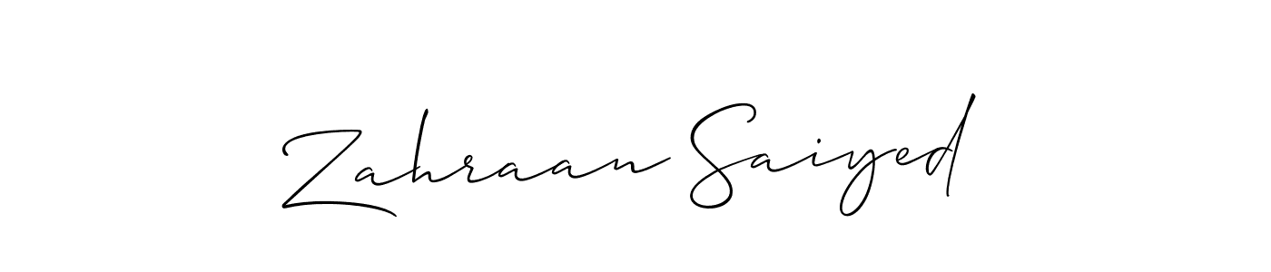 How to make Zahraan Saiyed name signature. Use Allison_Script style for creating short signs online. This is the latest handwritten sign. Zahraan Saiyed signature style 2 images and pictures png