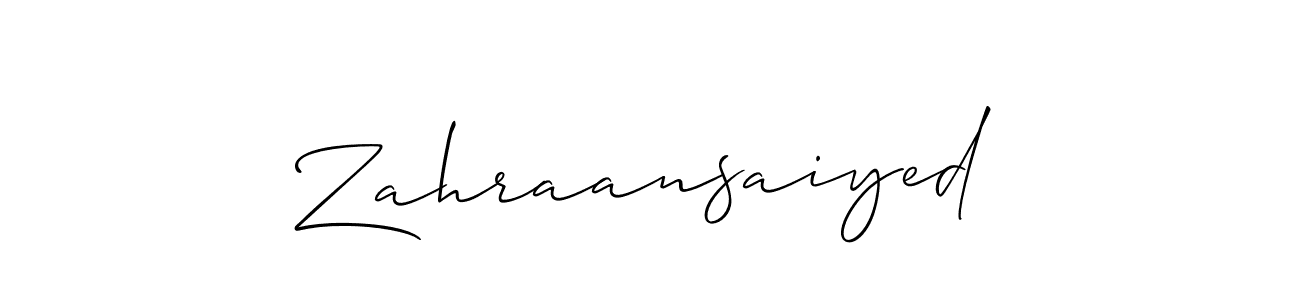 Make a beautiful signature design for name Zahraansaiyed. With this signature (Allison_Script) style, you can create a handwritten signature for free. Zahraansaiyed signature style 2 images and pictures png