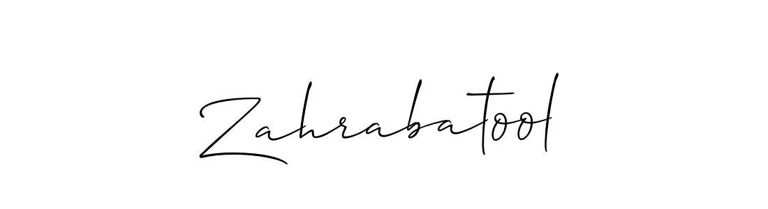 You should practise on your own different ways (Allison_Script) to write your name (Zahrabatool) in signature. don't let someone else do it for you. Zahrabatool signature style 2 images and pictures png