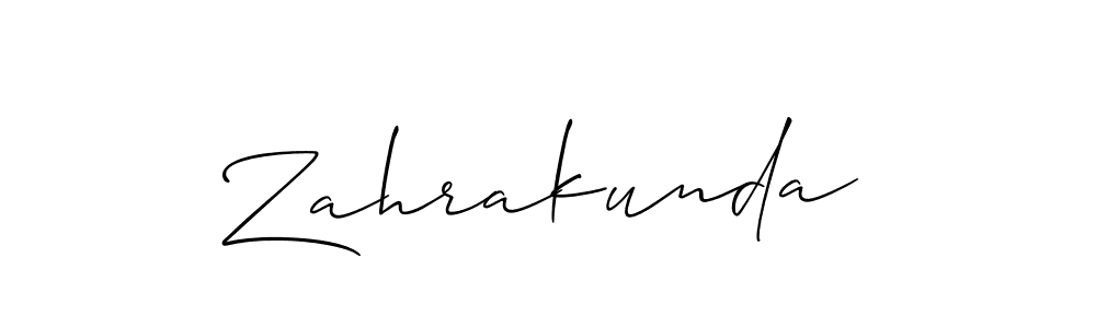 The best way (Allison_Script) to make a short signature is to pick only two or three words in your name. The name Zahrakunda include a total of six letters. For converting this name. Zahrakunda signature style 2 images and pictures png