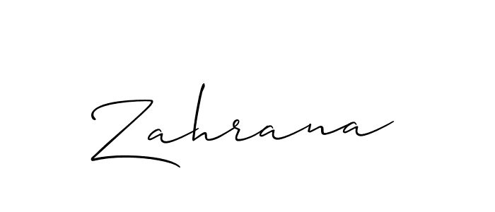 How to make Zahrana name signature. Use Allison_Script style for creating short signs online. This is the latest handwritten sign. Zahrana signature style 2 images and pictures png