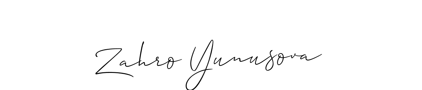 Create a beautiful signature design for name Zahro Yunusova. With this signature (Allison_Script) fonts, you can make a handwritten signature for free. Zahro Yunusova signature style 2 images and pictures png
