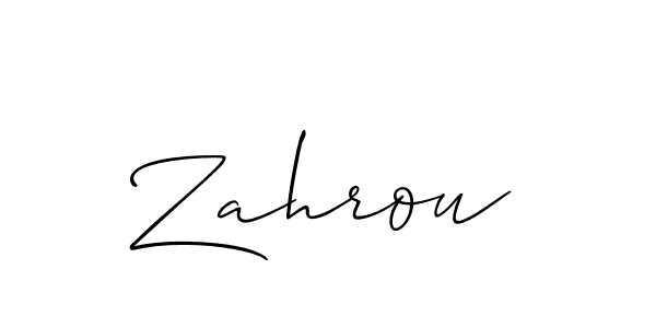 Use a signature maker to create a handwritten signature online. With this signature software, you can design (Allison_Script) your own signature for name Zahrou. Zahrou signature style 2 images and pictures png