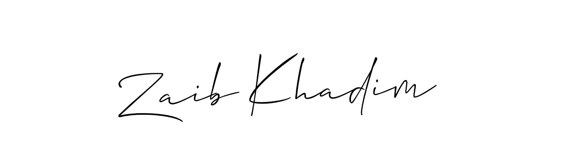 The best way (Allison_Script) to make a short signature is to pick only two or three words in your name. The name Zaib Khadim include a total of six letters. For converting this name. Zaib Khadim signature style 2 images and pictures png