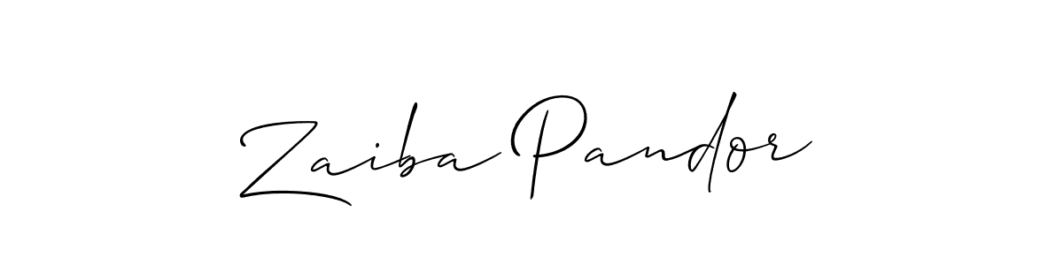 It looks lik you need a new signature style for name Zaiba Pandor. Design unique handwritten (Allison_Script) signature with our free signature maker in just a few clicks. Zaiba Pandor signature style 2 images and pictures png