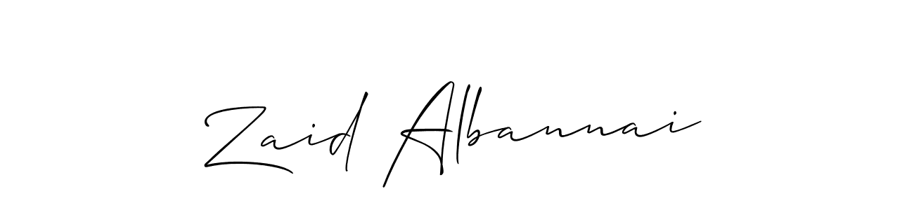 The best way (Allison_Script) to make a short signature is to pick only two or three words in your name. The name Zaid Albannai include a total of six letters. For converting this name. Zaid Albannai signature style 2 images and pictures png