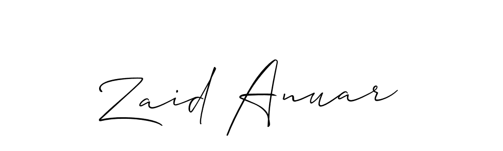 Make a beautiful signature design for name Zaid Anuar. With this signature (Allison_Script) style, you can create a handwritten signature for free. Zaid Anuar signature style 2 images and pictures png