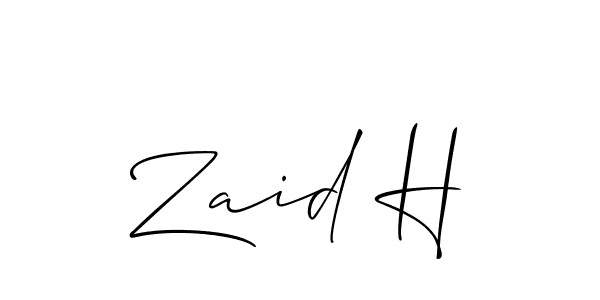 if you are searching for the best signature style for your name Zaid H. so please give up your signature search. here we have designed multiple signature styles  using Allison_Script. Zaid H signature style 2 images and pictures png
