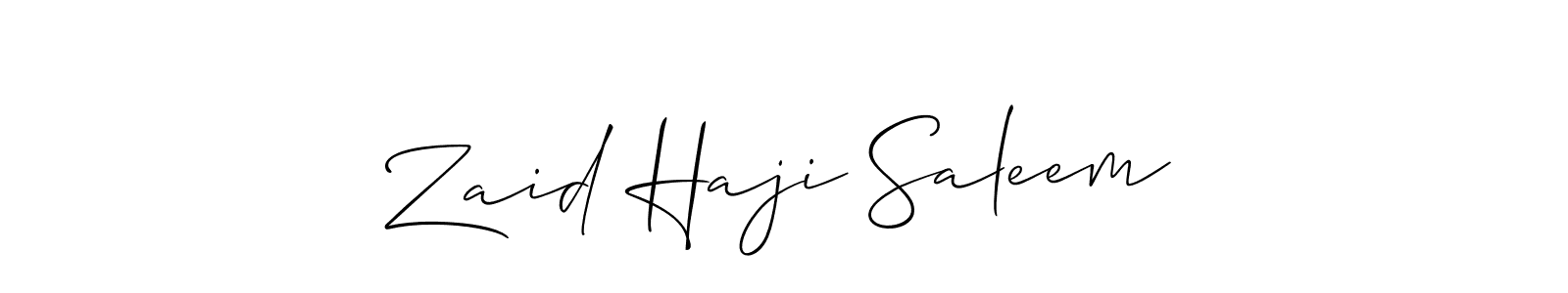 You should practise on your own different ways (Allison_Script) to write your name (Zaid Haji Saleem) in signature. don't let someone else do it for you. Zaid Haji Saleem signature style 2 images and pictures png