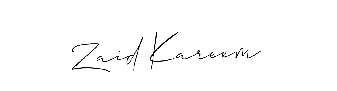 Create a beautiful signature design for name Zaid Kareem. With this signature (Allison_Script) fonts, you can make a handwritten signature for free. Zaid Kareem signature style 2 images and pictures png