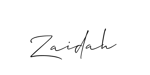 Make a beautiful signature design for name Zaidah. With this signature (Allison_Script) style, you can create a handwritten signature for free. Zaidah signature style 2 images and pictures png