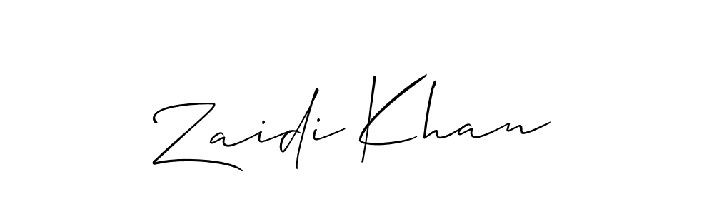 Make a beautiful signature design for name Zaidi Khan. With this signature (Allison_Script) style, you can create a handwritten signature for free. Zaidi Khan signature style 2 images and pictures png